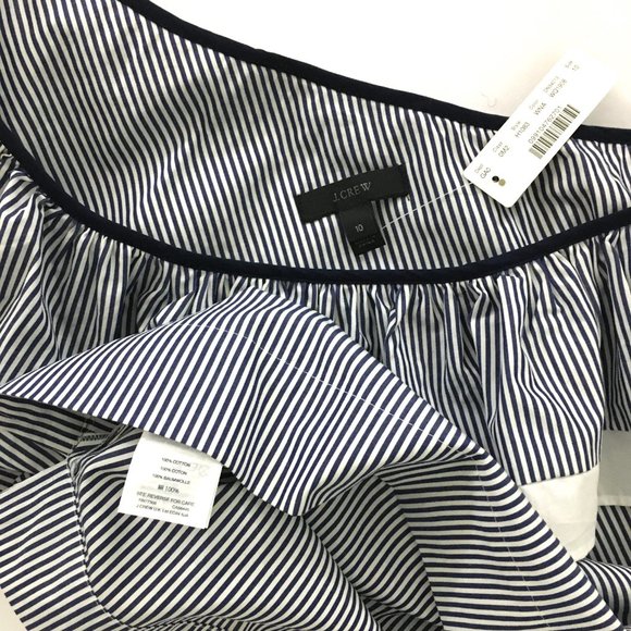 NEW! J. Crew Striped One Shoulder Ruffle Top - 8 - Picture 4 of 4